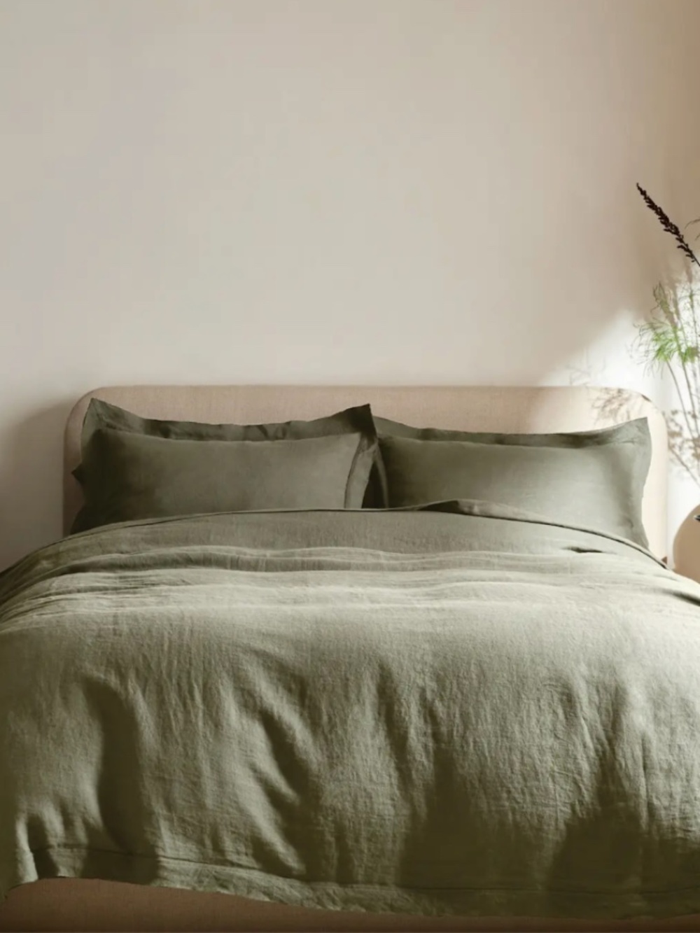 New European Linen Double Flange Duvet Cover Dusty Olive King/CA King